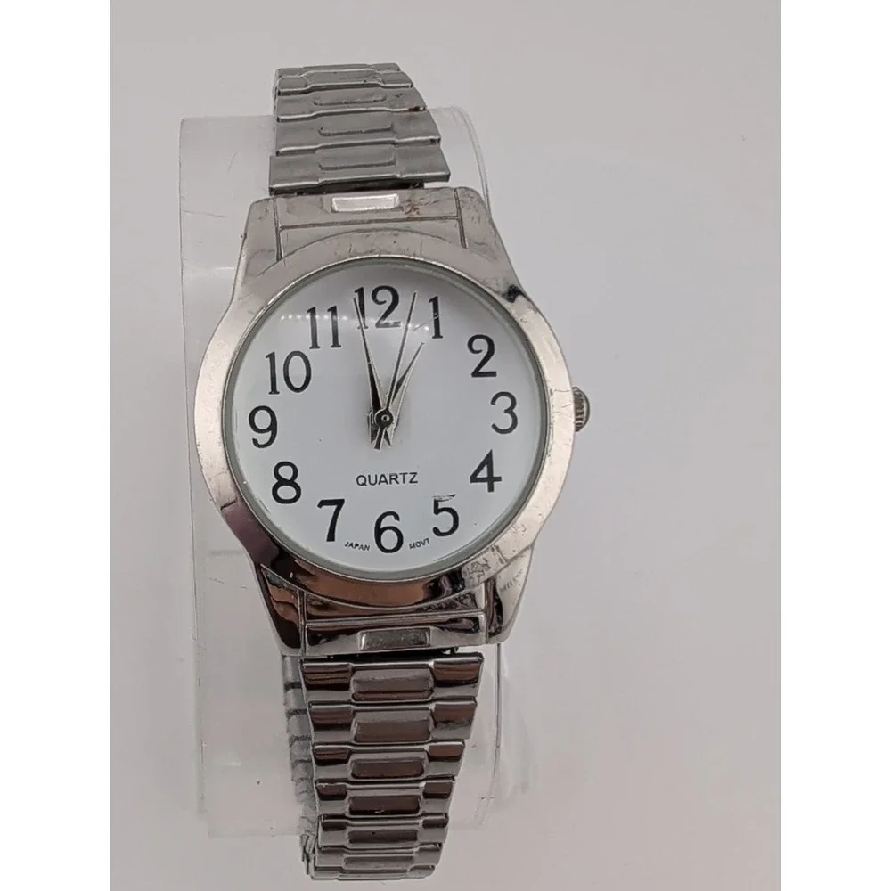 Accutime Women's Watch 28mm Case Silver Stretch Band- New Battery